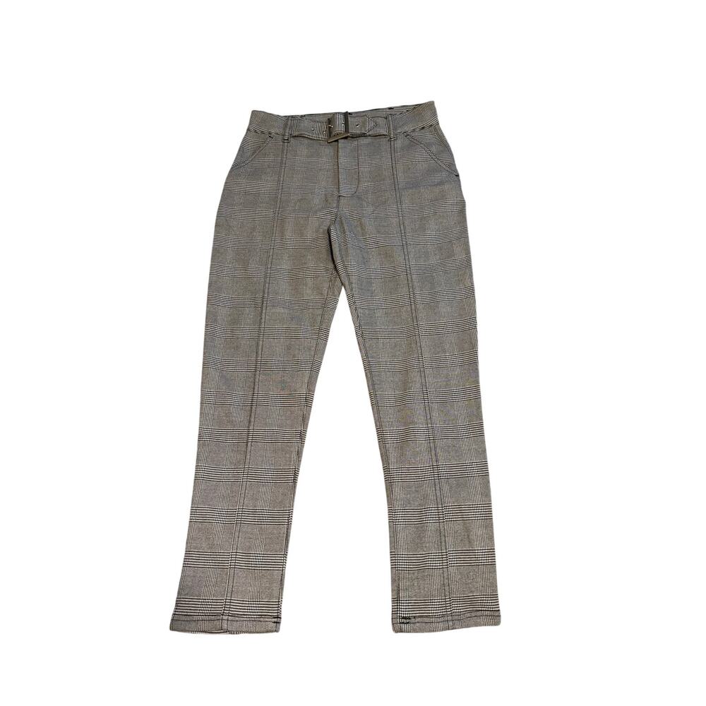 Free People Rock On Plaid Belted Trousers Size 4 Glen Check Skinny Pants